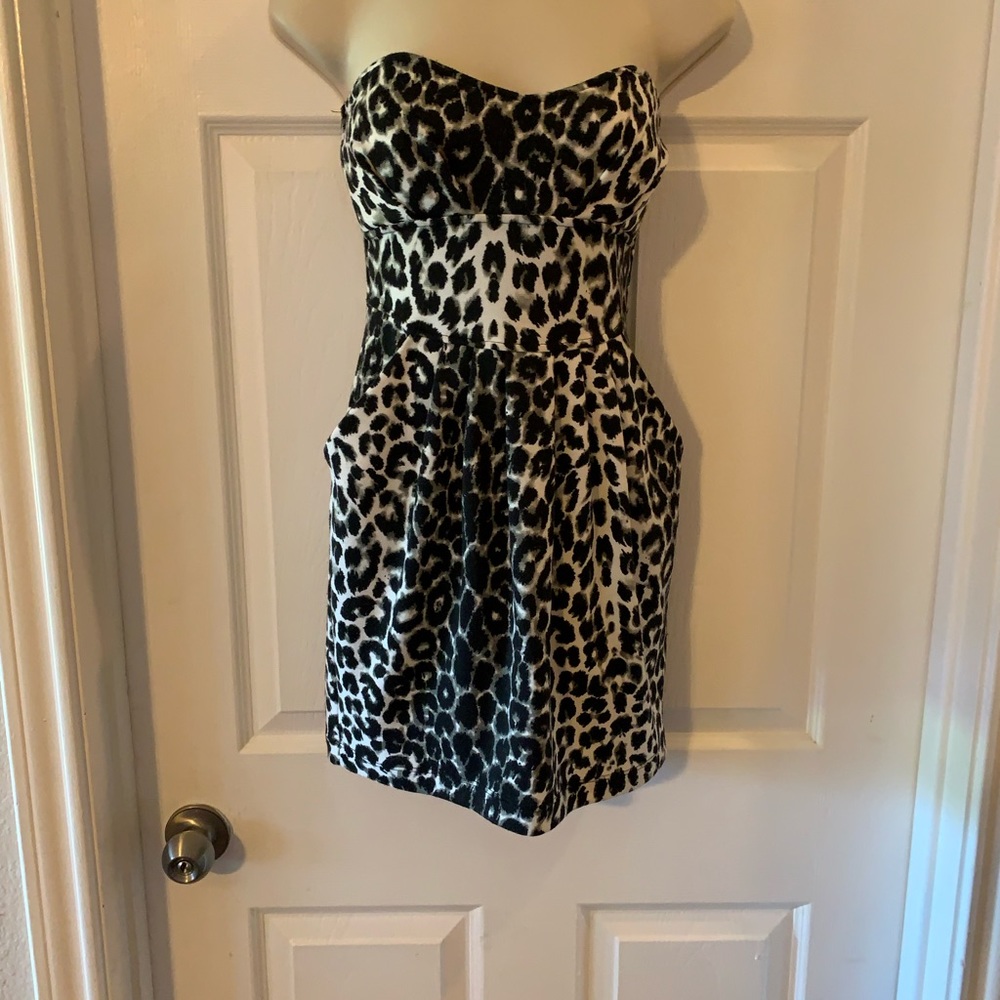 Crimson Ivy Strapless Animal Print Mini